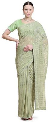 Nrann Embroidered Bollywood Net Saree(Multicolor)