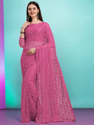 Fashion Nexa Self Design Bollywood Net Saree(Pink)
