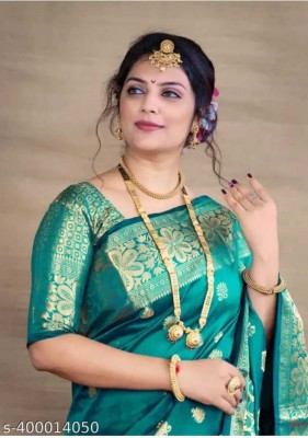 Manasvi Enterprise Woven Bollywood Silk Blend Saree(Light Green)