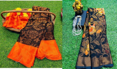 Sita Floral Print Bollywood Brasso Saree(Pack of 2, Multicolor)