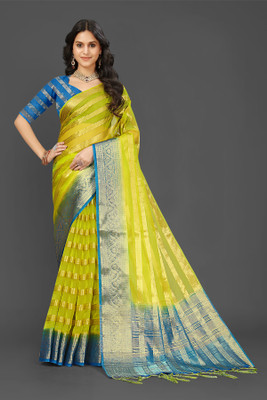 Aarunika IC Woven Bollywood Organza Saree(Yellow)