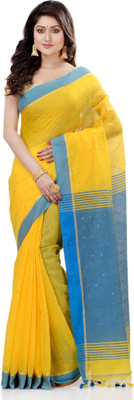 Desh Bidesh Striped, Woven, Self Design Bollywood Handloom Cotton Linen, Cotton Silk Saree(Multicolor)
