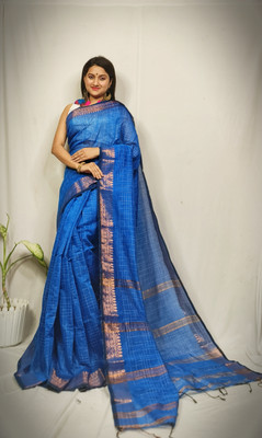 PRANATI ENTERPRISE Self Design Tant Cotton Silk Saree(Black)