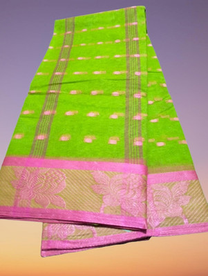 Bikash Dutta Fashion Self Design Tant Pure Cotton Saree(Green)
