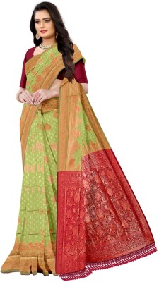 AVM SILK MILLS Woven Kanjivaram Silk Blend Saree(Light Green)