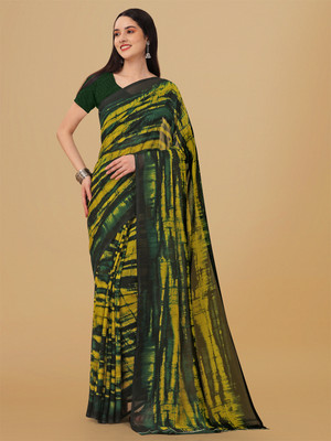 The Textile Hub Graphic Print Bollywood Georgette Saree(Green)