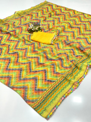 kastbhanjan nx Printed Bollywood Georgette Saree(Yellow)