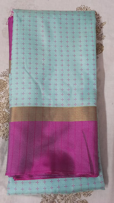 NO BRND Woven, Self Design Arani Pattu Silk Blend Saree(Light Blue)