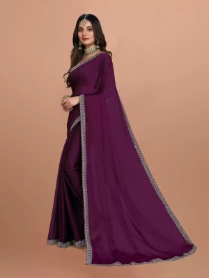 Nena Fashion Embroidered Bollywood Cotton Silk Saree(Purple)