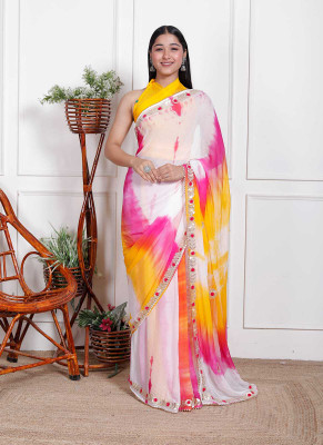 EMMANUEL TRADERS Tie-Dye Bollywood Chiffon Saree(Multicolor)