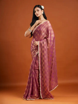 Vragi Embellished Bollywood Chiffon Saree(Purple)
