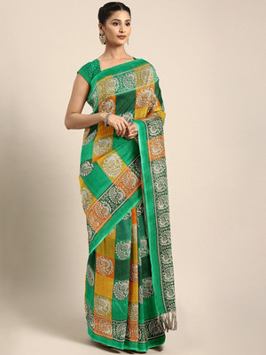 Rajnandini Self Design Bollywood Tussar Silk Saree(Green)