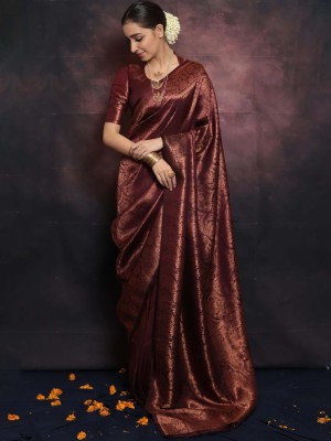 sweny Woven Kanjivaram Cotton Silk Saree(Maroon)