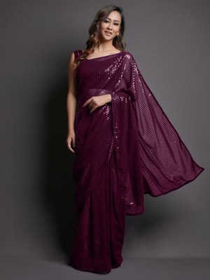 Divastri Embellished Bollywood Georgette Saree(Purple)