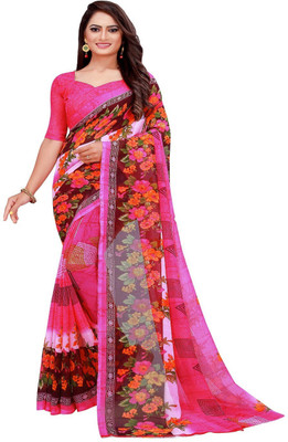 Suali Printed Bollywood Georgette Saree(Pink)