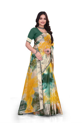 Aarunika SKT Solid/Plain Bollywood Organza Saree(Green)