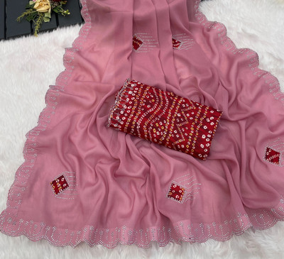 Ethina Fashion Embroidered Bollywood Georgette Saree(Yellow)