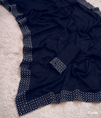 Queenhive Self Design Bollywood Georgette Saree(Dark Green)