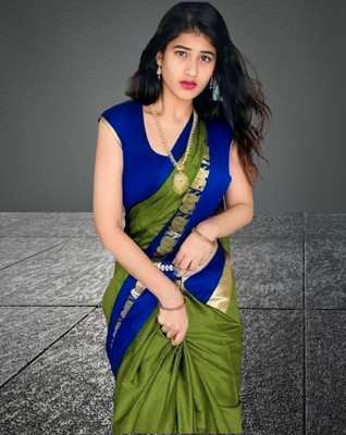 Mortal Textile Printed Assam Silk Cotton Silk Saree(Multicolor)