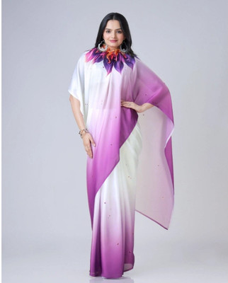 ABSECOM Printed Daily Wear Cotton Blend Saree(Purple)