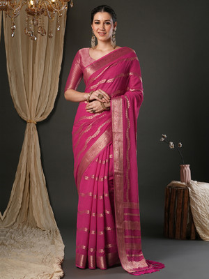 ANOUK Woven Kanjivaram Georgette Saree(Pink)