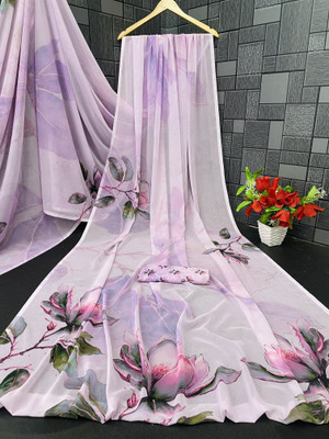 Yashvisaree Digital Print Bollywood Georgette Saree(Purple)