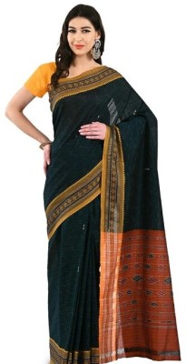 Odisha handloom Woven Handloom Pure Cotton Saree(Dark Green)