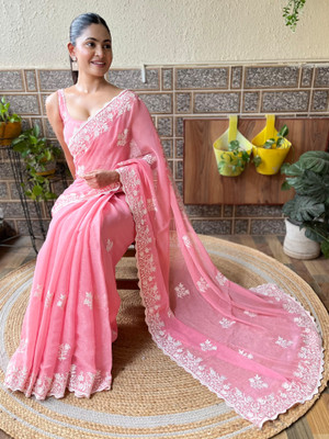 Tasrika Embroidered Bollywood Georgette Saree(Pink)