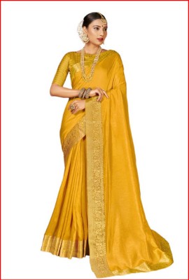 morshedm Self Design Bollywood Georgette Saree(Yellow)