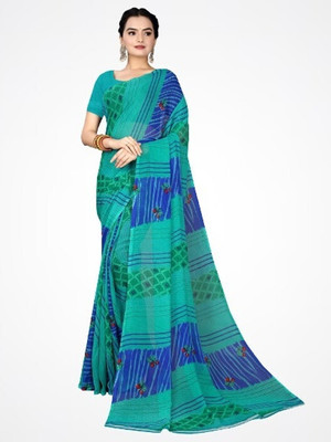 Suali Printed Daily Wear Georgette Saree(Light Blue)
