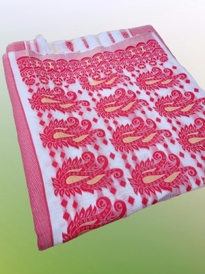 Priyangboda Woven Jamdani Handloom Cotton Blend Saree(Multicolor)