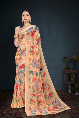 bhavika silk mills Printed Daily Wear Georgette Saree(Orange)