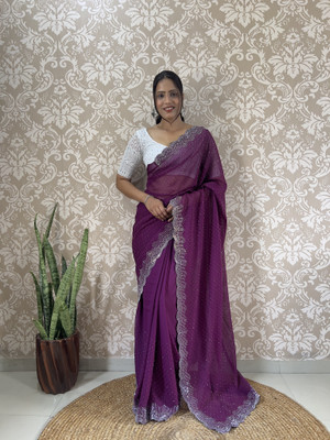 Ramya Embroidered Bollywood Georgette Saree(Purple)