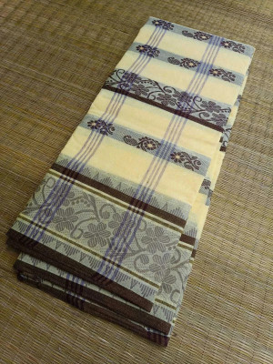 Dristikone Woven Tant Pure Cotton Saree(Cream)