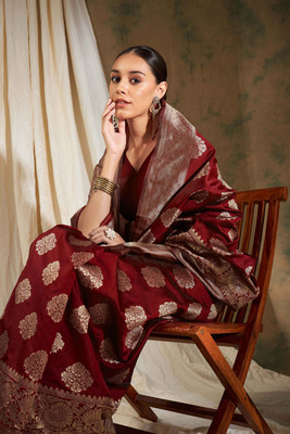 Sangria Woven Banarasi Art Silk Saree(Maroon)