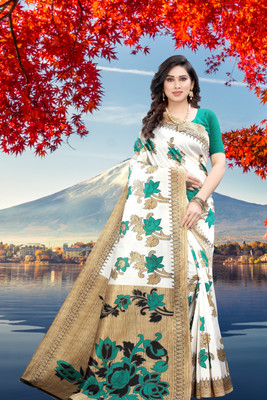 Gugaliya Printed Bollywood Art Silk, Cotton Blend Saree(Multicolor)