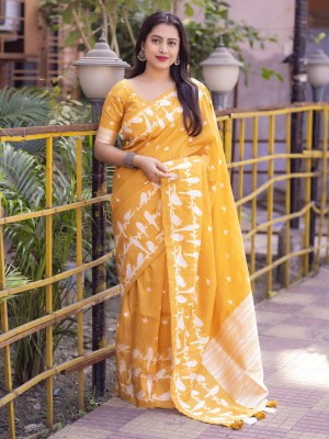 Tasrika Woven Bollywood Cotton Silk Saree(Yellow)