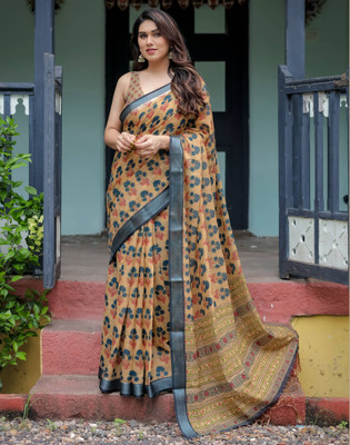 Satrani Self Design Bollywood Linen Saree(Green)