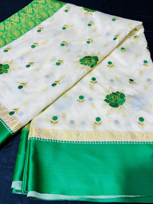 SHOPEEZY TEX FAB Woven Kanjivaram Art Silk, Cotton Silk Saree(Cream)