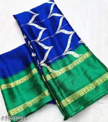 KANDORA Printed Bollywood Silk Blend Saree(Light Green)