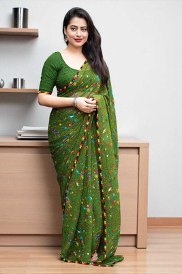 HouseOfCommon Printed Bollywood Art Silk Saree(Green)