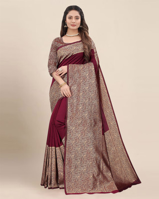 Divastri Woven Banarasi Silk Blend Saree(Maroon)