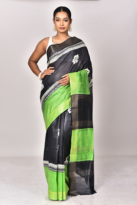Ramshyam Collection Hand Painted Chanderi Chanderi Saree(Multicolor)