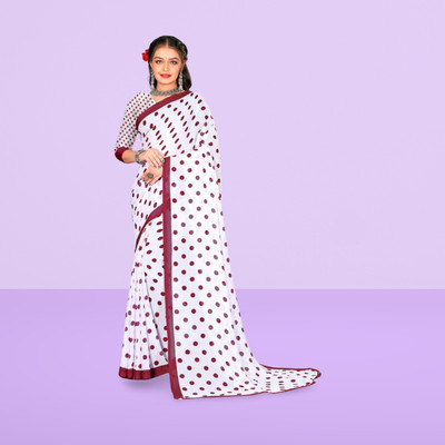 Leelavati Printed Daily Wear Georgette Saree(White, Brown)