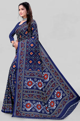 Leelavati Printed Bandhani Georgette Saree(Dark Blue)