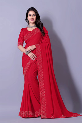 RadhikaFashion Self Design Bollywood Georgette Saree(Red)