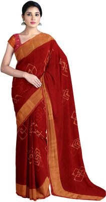 Gaurangi Creation Geometric Print Bollywood Viscose Rayon Saree(Red)