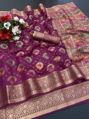K 5 FASHION Solid/Plain Bollywood Chiffon Saree(Multicolor)