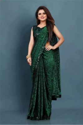 Amavii Embellished Bollywood Lycra Blend Saree(Green)