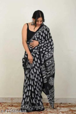 Tanishka Handicrafts Printed Daily Wear Cotton Blend Saree(Black)